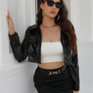 Cropped Faux Leather Jacket