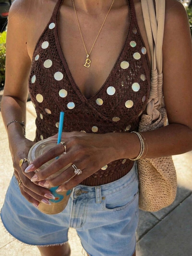 Sequin Halter Vest