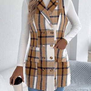 Plaid Double Breasted Vest