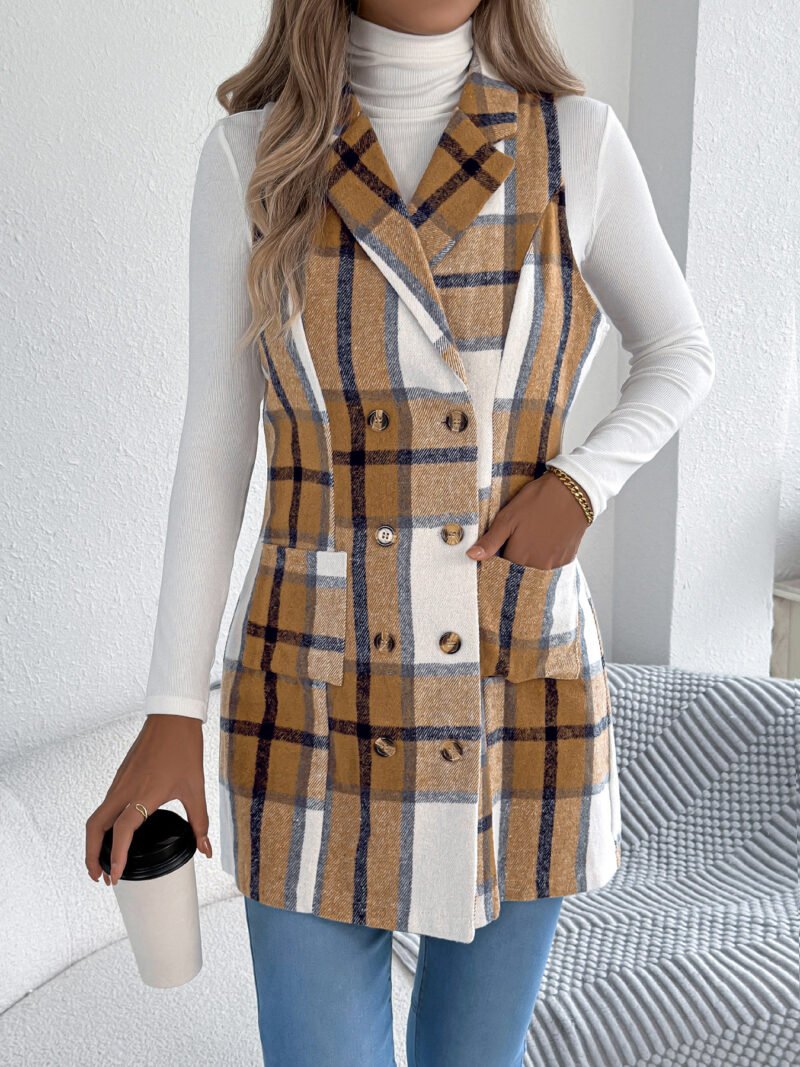 Plaid Double Breasted Vest