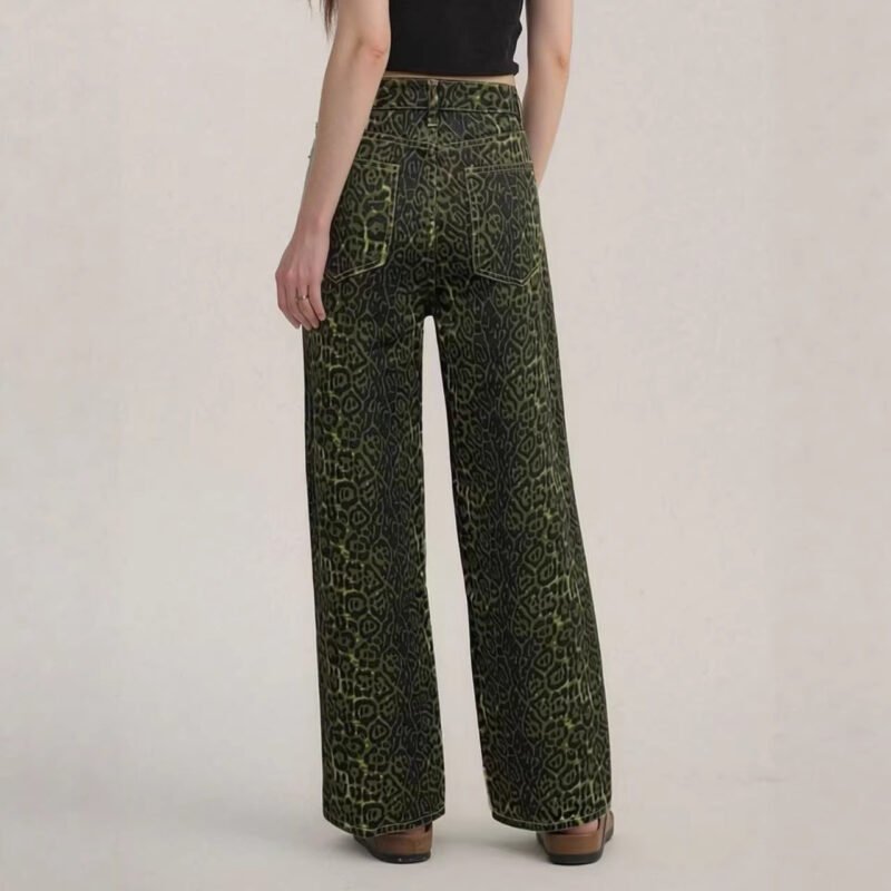 Leopard Print Straight Jeans