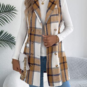 Plaid Double Breasted Vest