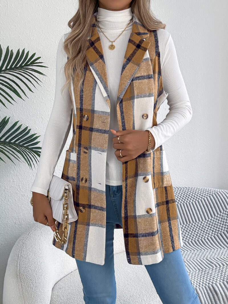 Plaid Double Breasted Vest