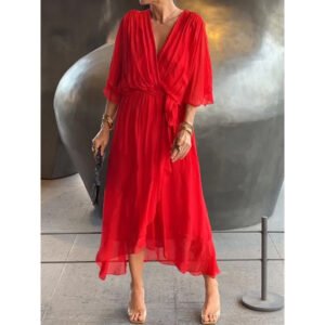 Belted Chiffon Maxi Dress