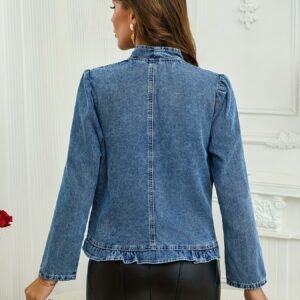 Ruffle Trim Denim Jacket