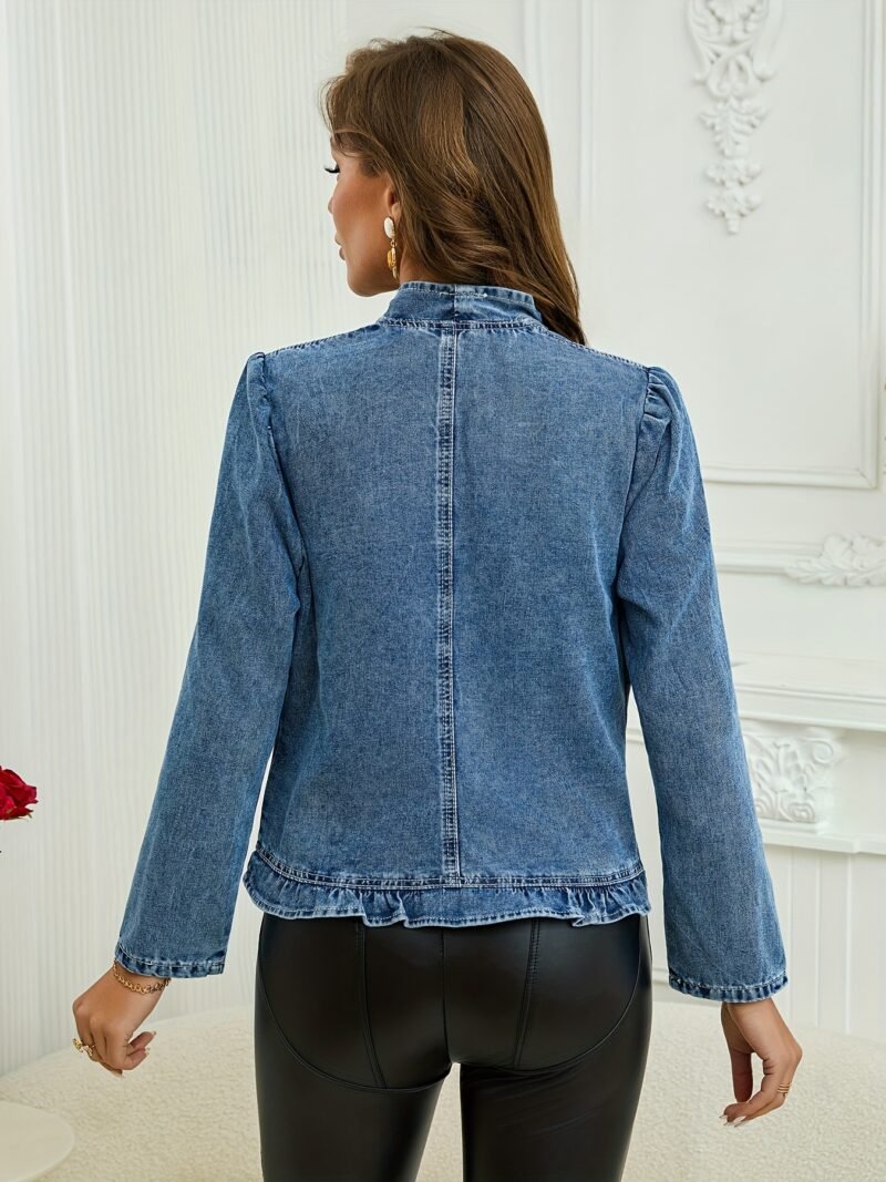 Ruffle Trim Denim Jacket