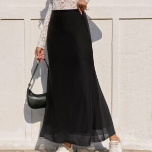 High Waist Mesh Pencil Skirt