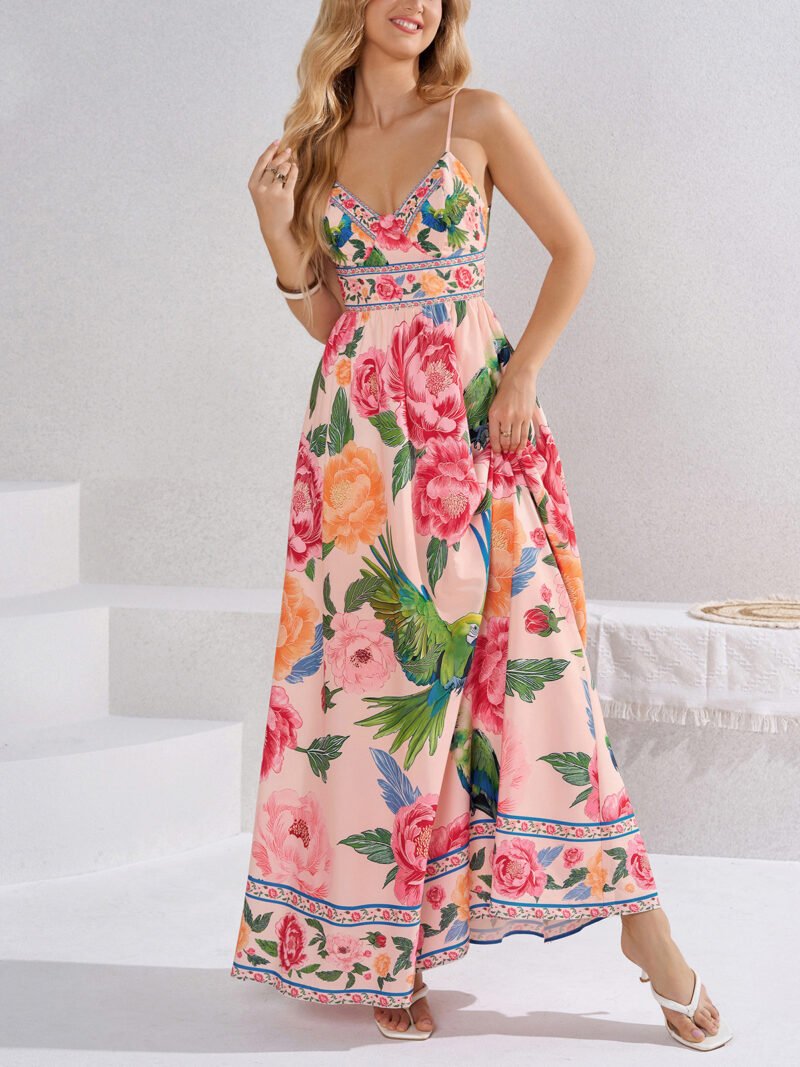 Backless Tie Waist Maxi Dress