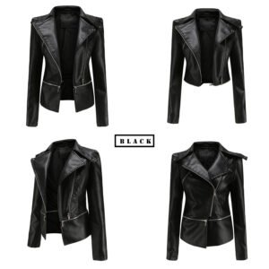 Slim Fit PU Leather Jacket