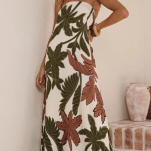 Printed Strapless Maxi Dress