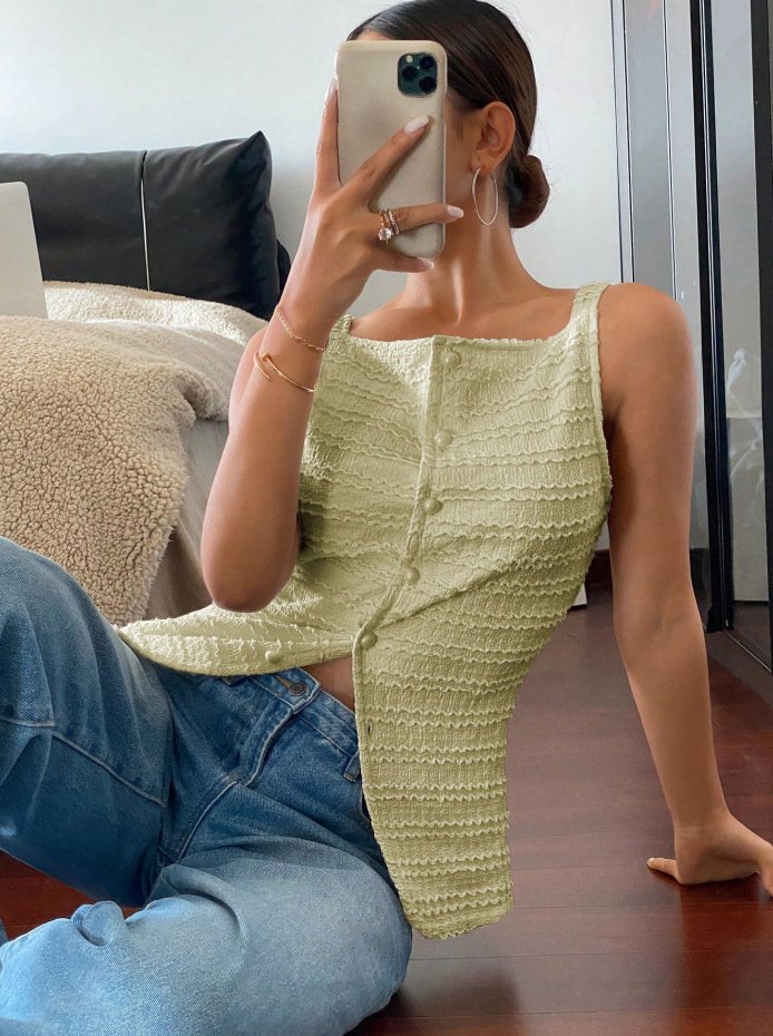 Single Breasted Sleeveless Vest