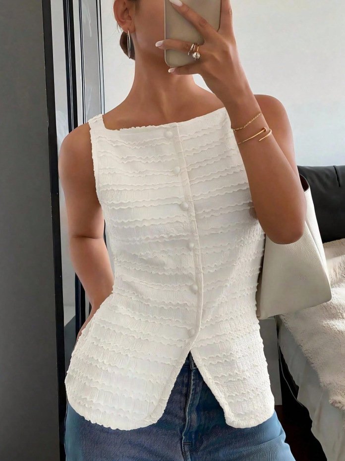 Single Breasted Sleeveless Vest