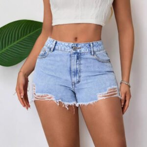 Ripped Denim Shorts