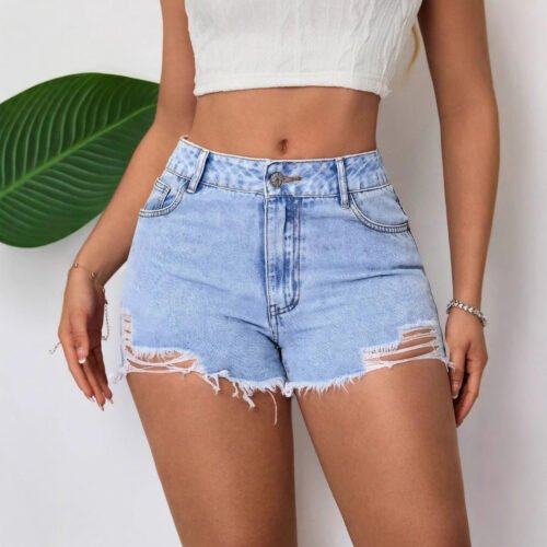 Ripped Denim Shorts