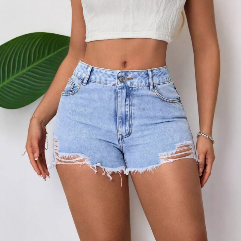 Ripped Denim Shorts