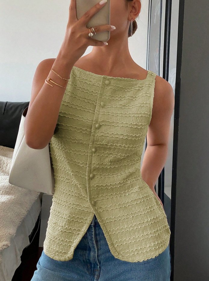 Single Breasted Sleeveless Vest