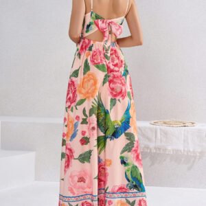 Backless Tie Waist Maxi Dress