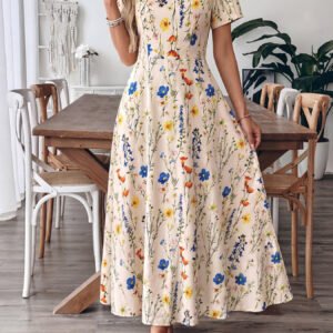 Floral Square Neck Maxi Dress