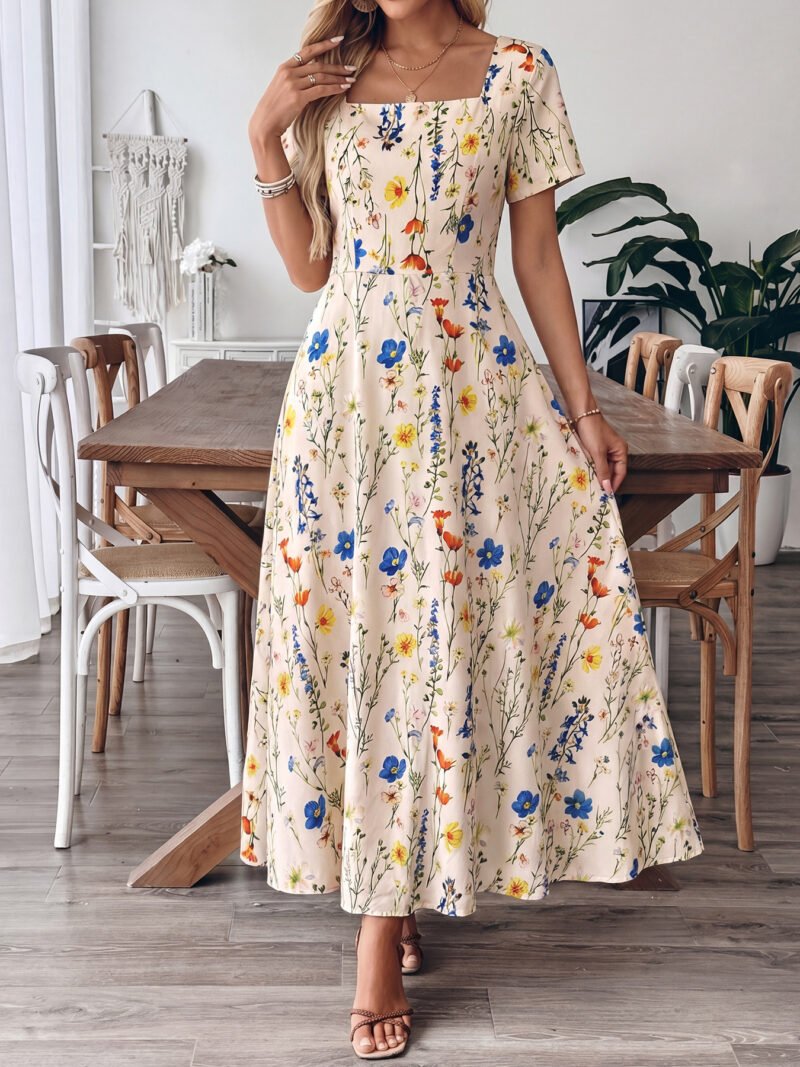 Floral Square Neck Maxi Dress