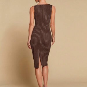 Striped Sleeveless Midi Dress