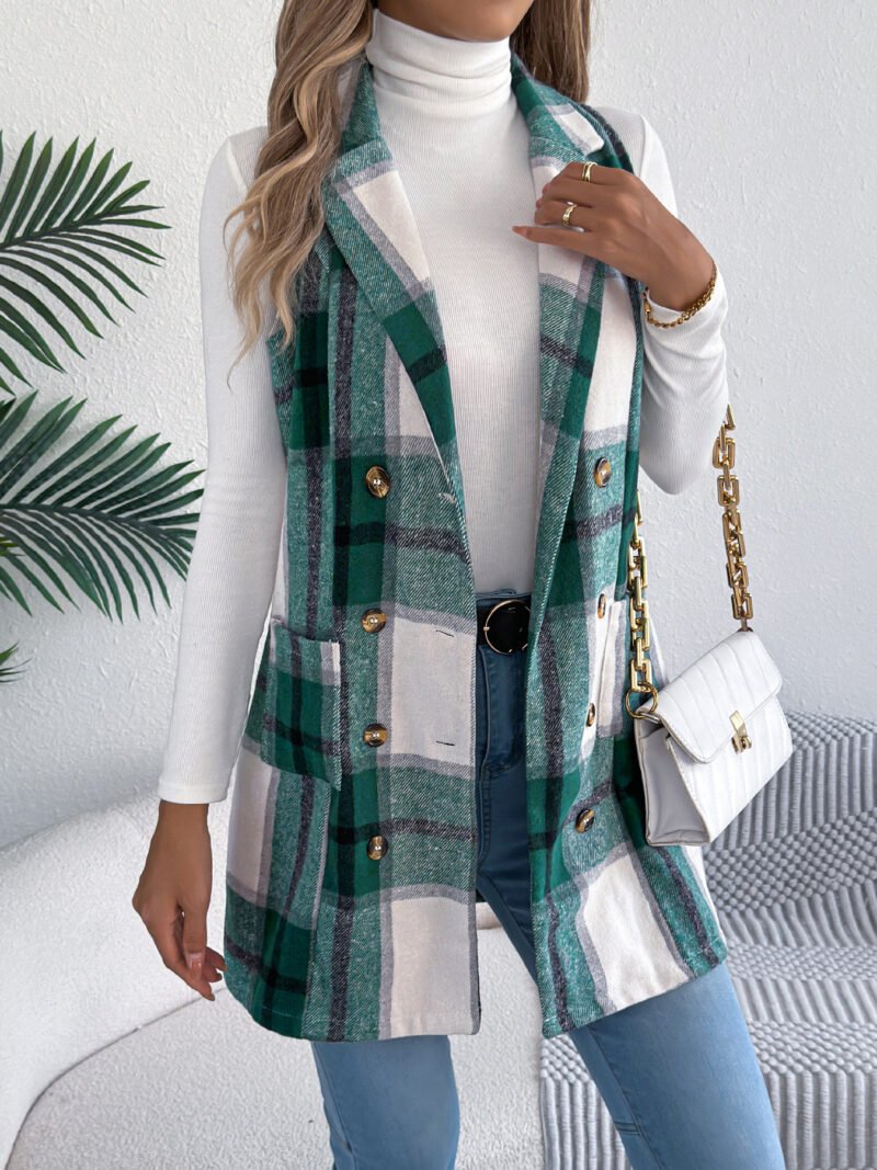 Plaid Double Breasted Vest