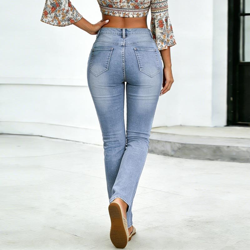 High Waist Straight Leg Jeans