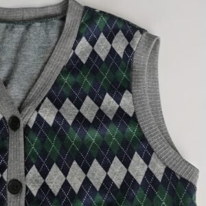 Button Jacquard Knit Vest