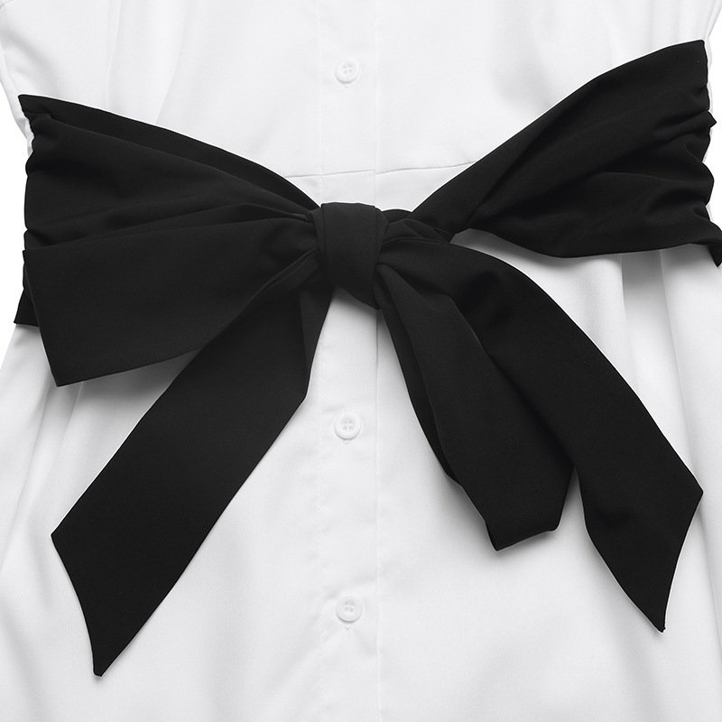 Contrast Bow Shirt Dress