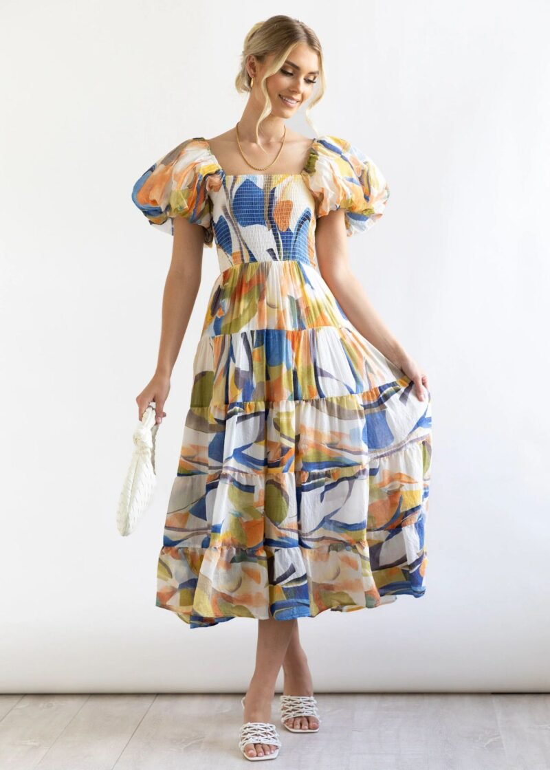 Smocked Off-Shoulder Maxi Dress