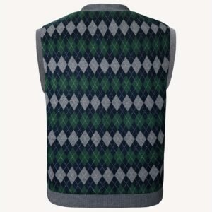 Button Jacquard Knit Vest