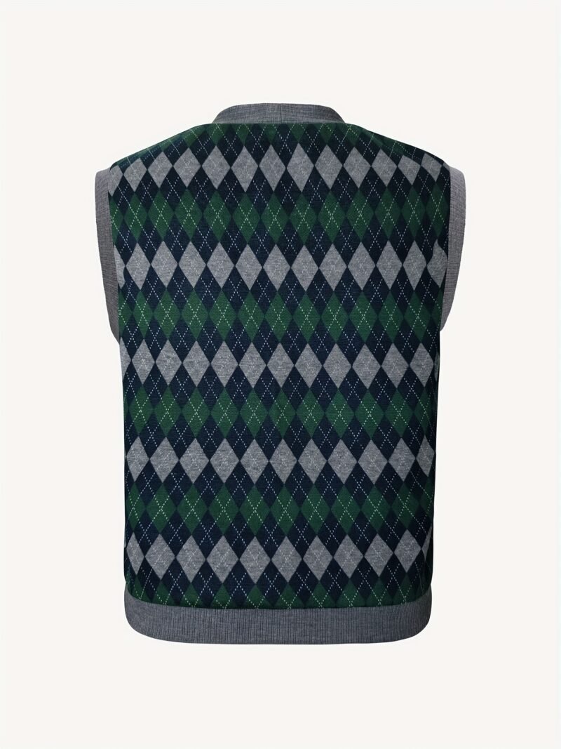 Button Jacquard Knit Vest