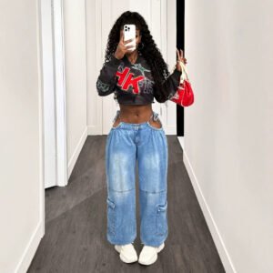 Straight Leg Cargo Jeans