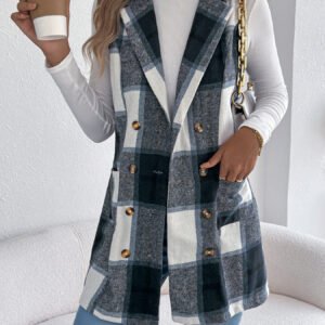 Plaid Double Breasted Vest