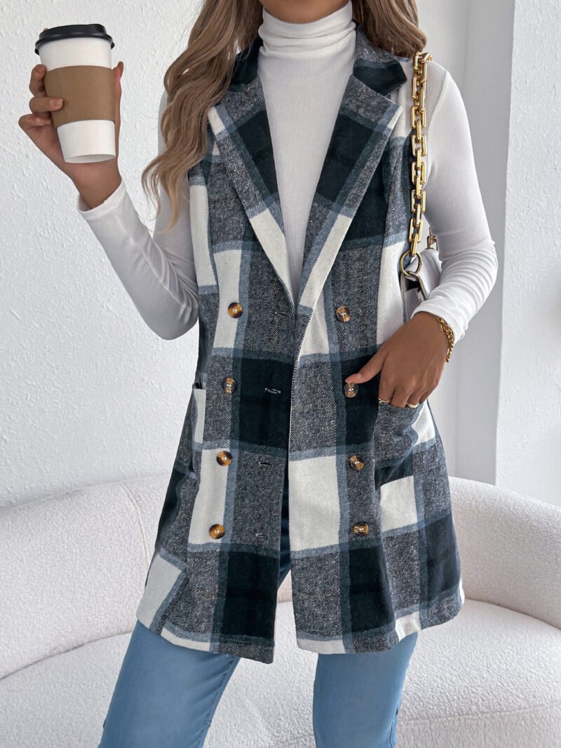 Plaid Double Breasted Vest