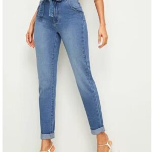 High Rise Straight Denim Pants