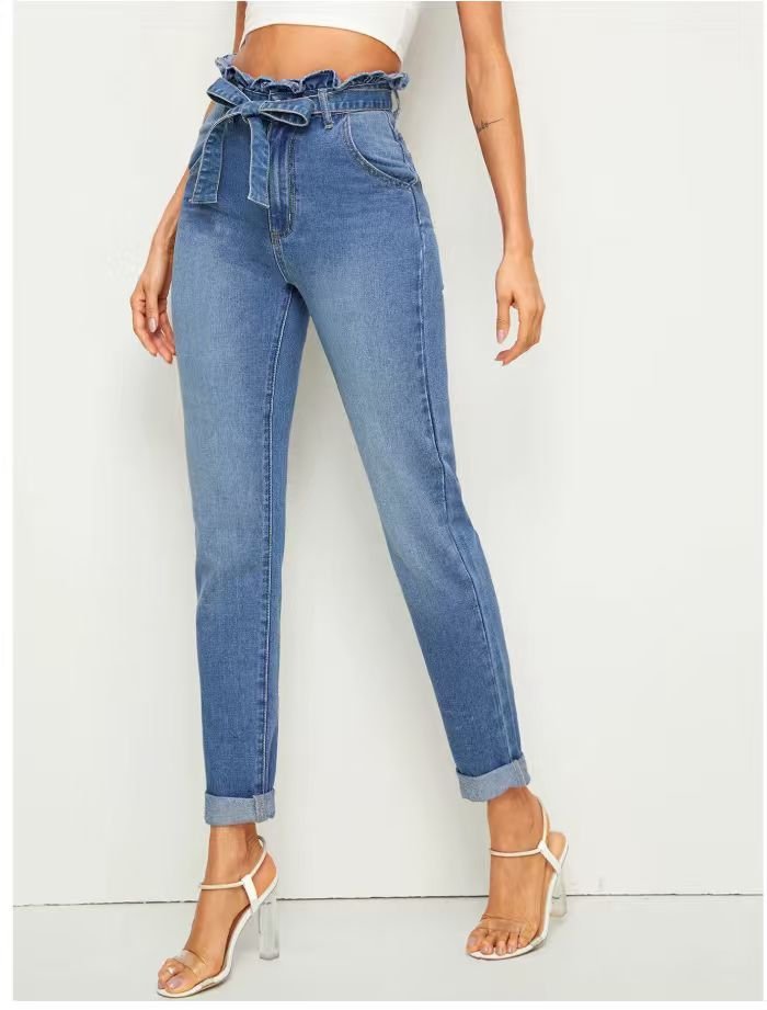 High Rise Straight Denim Pants