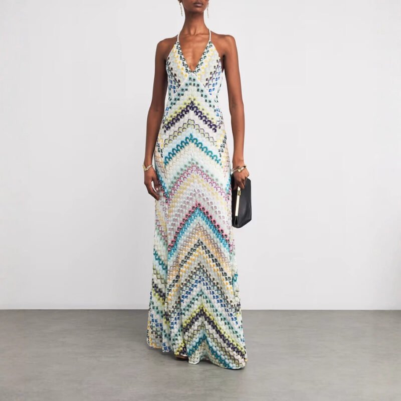 O1CN01nxhzGZ1c2Hw9gLQKX_2208129443542-0-cib.jpg Chevron Halter Maxi Dress