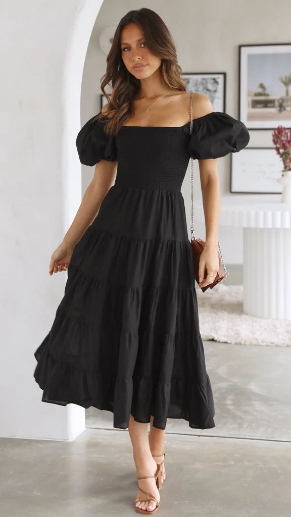 Smocked Off-Shoulder Maxi Dress