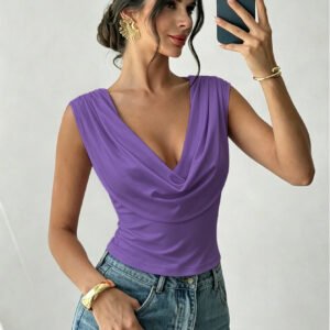 Ruched Cowl Neck Top