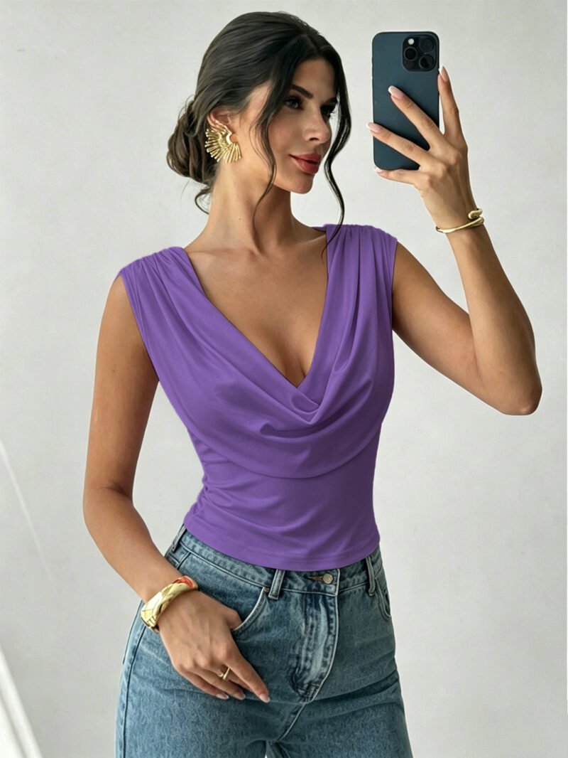 Ruched Cowl Neck Top