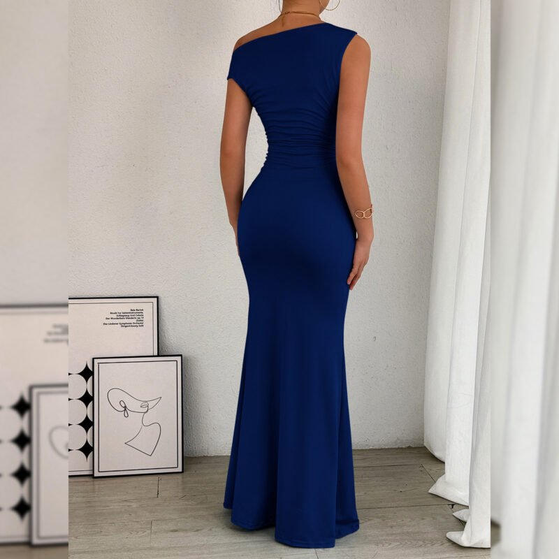 Asymmetric Ruched Maxi Dress