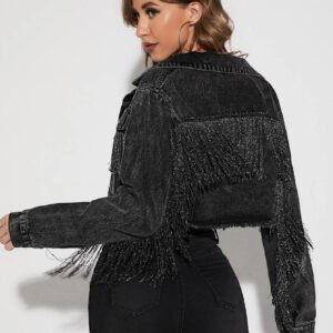Fringe Denim Crop Jacket