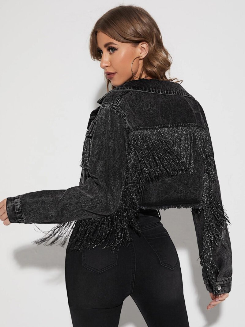 Fringe Denim Crop Jacket