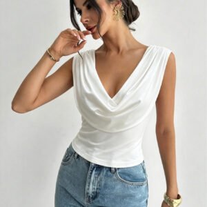 Ruched Cowl Neck Top