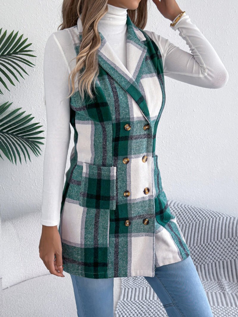 Plaid Double Breasted Vest