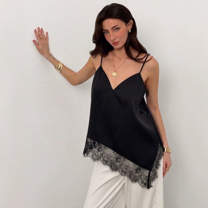 Asymmetric Lace Camisole Top