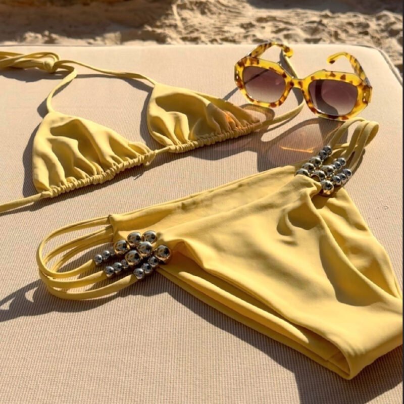 Halter Tie Cutout Bikini