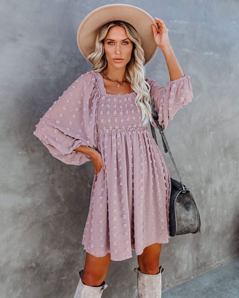 Smocked Ruffle A-Line Dress