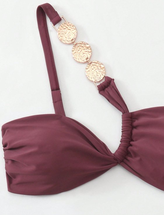 Asymmetric Tie Strap Bikini