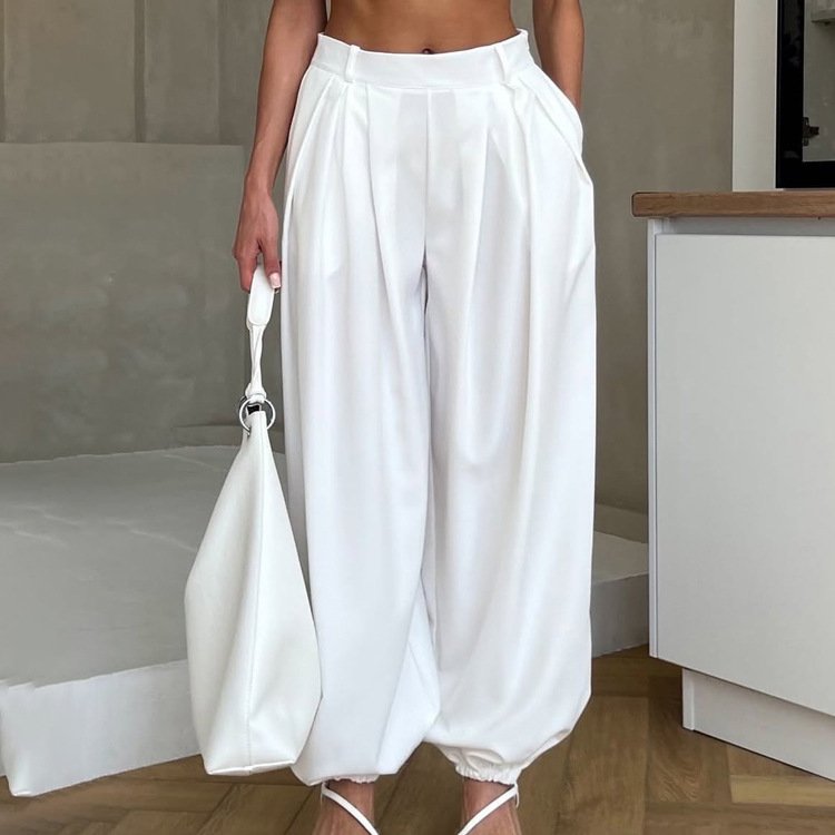 Pleated Wide Leg Trousers